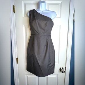 J. Crew Womens Sz 0 Gray One Shoulder Cotton Sheath Cocktail Dress XXS